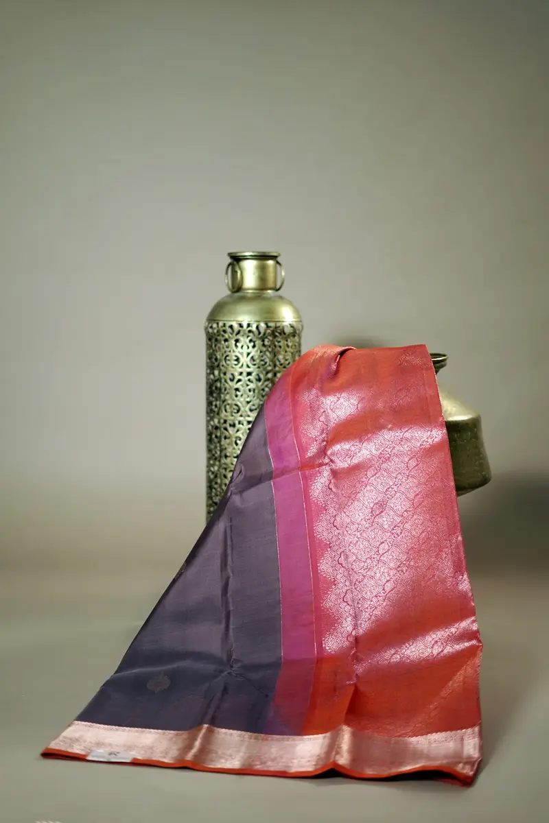 kanjivaram silk light brown with orange (1492) kanjivaram silk light brown with orange (1492)