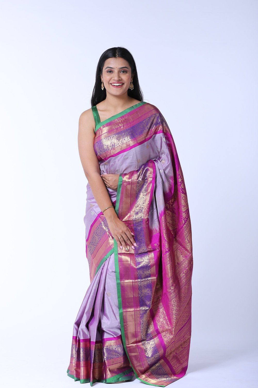 gadwal silk laylack with pink (1811)