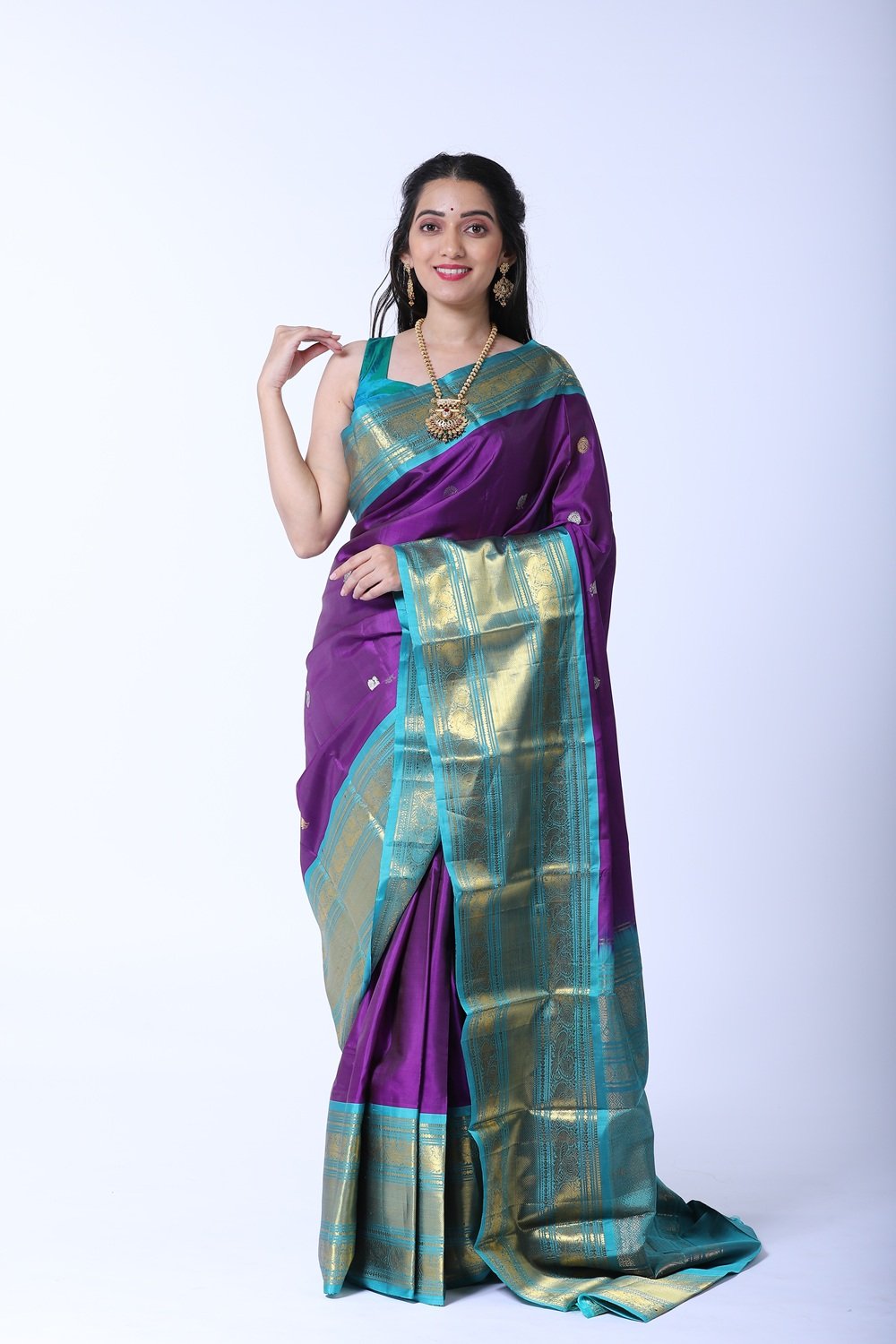 gadwal silk purple with
